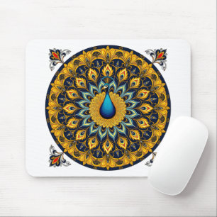Mousepad Pavão decorativo sobre fundo branco