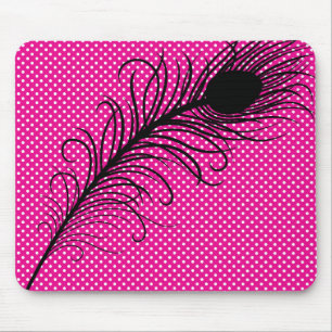 Mousepad Pavão e Bolinhas - Rosa e Preto