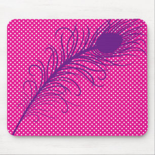 Mousepad Pavão e Bolinhas - Rosa e Roxo