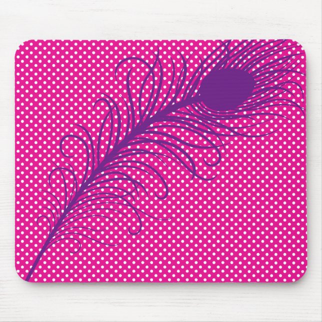 Mousepad Pavão e Bolinhas - Rosa e Roxo (Frente)