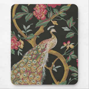 Mousepad Pavão Elegante No Suporte Preto Do Mouse