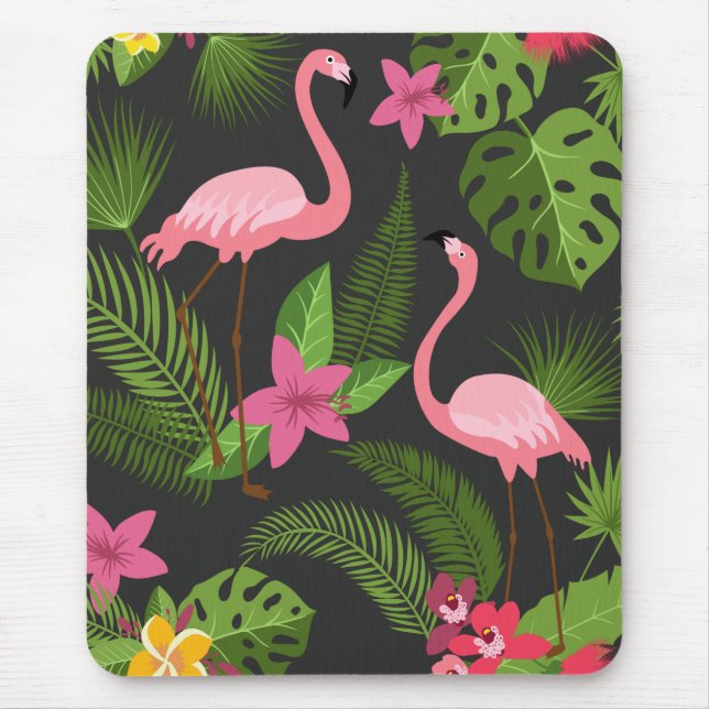 Mousepad Pavão-Pink Padrão com Flor (Frente)