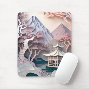 Mousepad Pavilhão de Paisagem do Pavilhão de Corte de Papel