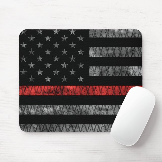 Mousepad Pavilhão fino da linha vermelha do bombeiro (Com mouse)