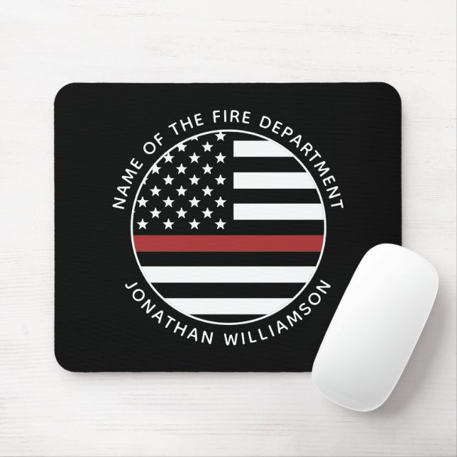 Mousepad Pavilhão Personalizado do Bombeiro Thin Red Line U (Com mouse)