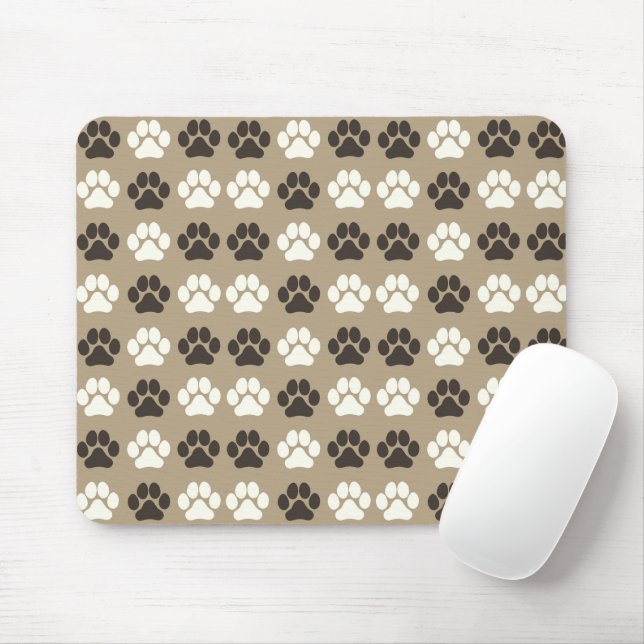 Mousepad Paw Print Pattern Earthy Sand (Com mouse)