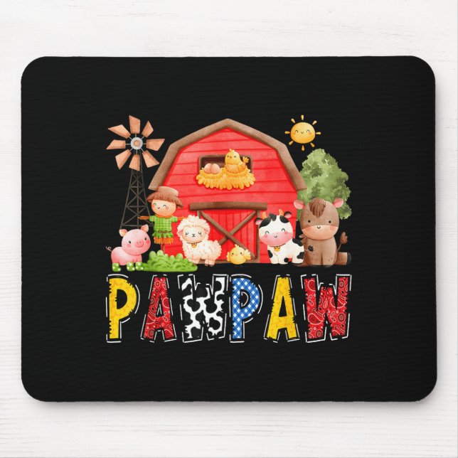 Mousepad Pawpaw Red Farm Cow Birthday Boy Matching Family P (Frente)