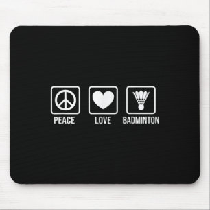 Mousepad Paz Amor Badminton Jogador de Badminton Peteca Esp