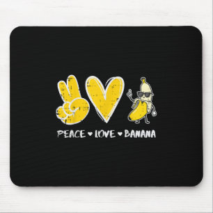 Mousepad Paz Amor Banana Fruta Engraçada Comida Vegan Mulhe