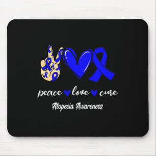 Mousepad Paz Amor Cura Alopecia Azul Fita Consciência