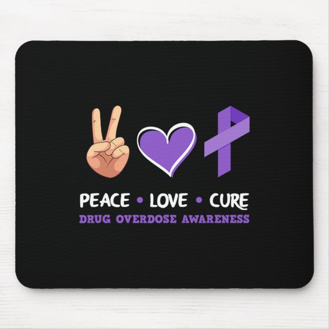 Mousepad Paz Amor Cura Sobredosagem de Drogas Consciência (Frente)