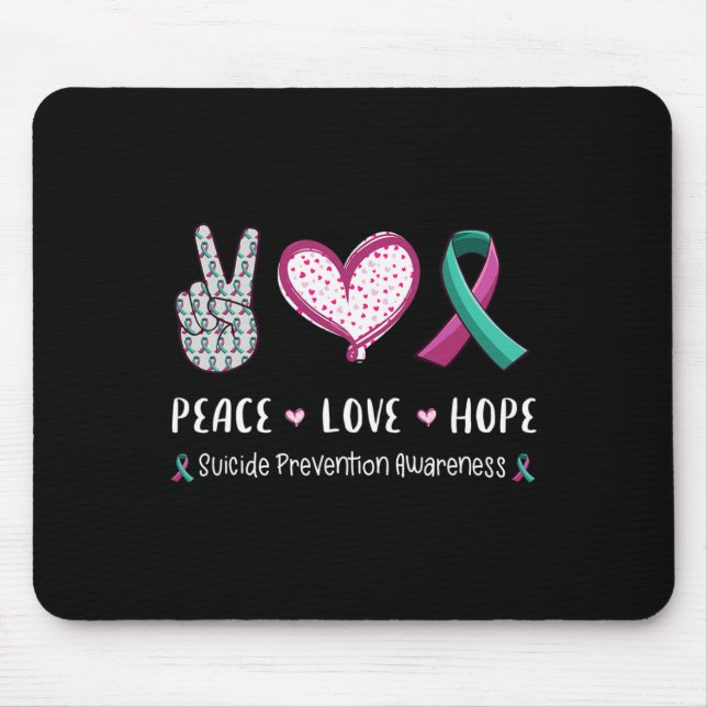 Mousepad Paz Amor esperança esperança prevenção suicida hom (Frente)