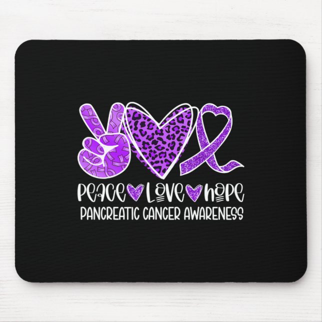 Mousepad Paz Amor Esperança Leopardo Câncer de pâncreas A (Frente)