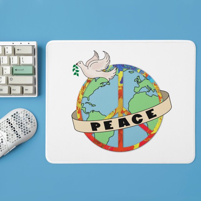 Mousepad Paz Mundial Retrorativa Desenhada à Mão com a Port (Criador carregado)