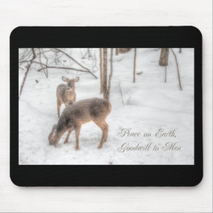 Mousepad Paz na Terra - Dois Veados em Snowy Woods