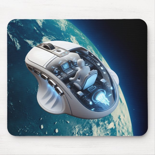 Mousepad PC Mouse-Spacecraft: Clique em Earth Orbit. (Frente)