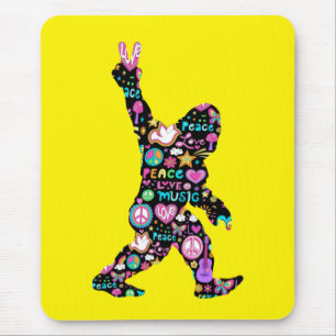 Mousepad Pé Grande de Paz Hippie Engraçado Pé Grande