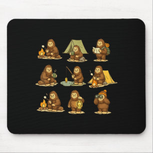 Mousepad Pé grande fofo acampando Sasquatch ao ar livre cam