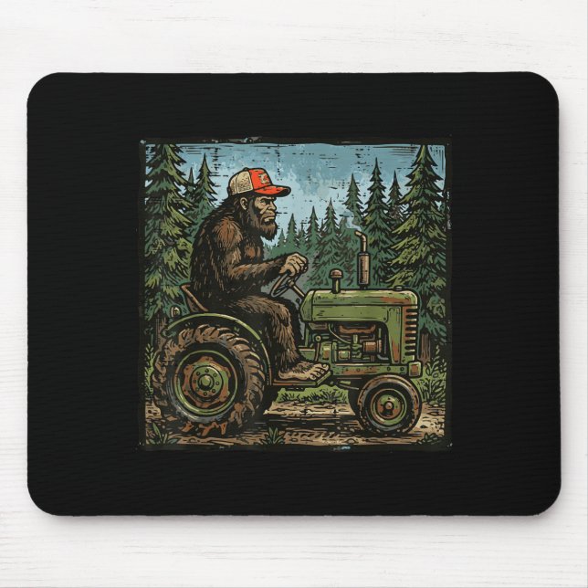 Mousepad Pé grande sasquatch trator fazenda engraçada homen (Frente)