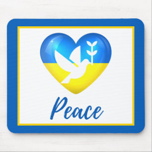 Mousepad Peace Dove Ucrânia Flag Heart