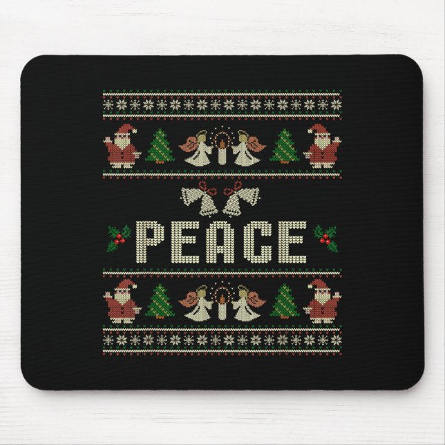 Mousepad Peace I Come In Peace Couple Matching Ugly Christm (Frente)