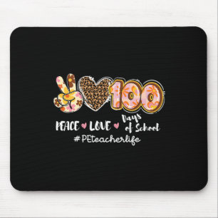 Mousepad Peace Love 100 Dias De Professora De Pe Leopardo L