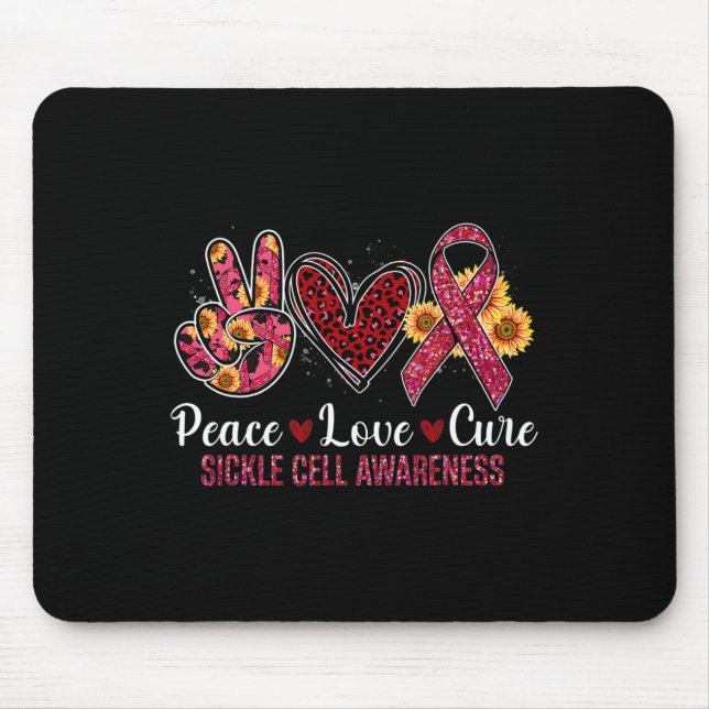 Mousepad Peace Love Cure Burgundy Friso Célula Falsiforme A (Frente)