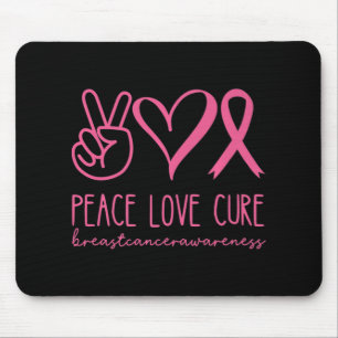 Mousepad Peace Love Cure Pink Ribbon Warrior Cancer