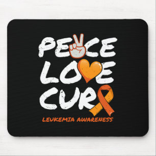 Mousepad Peace Love Cure - Sensibilização para a Leucemia