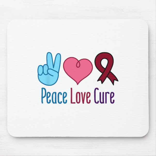 Mousepad Peace Love Cure Sickle Anemia de Células Falsiform (Frente)