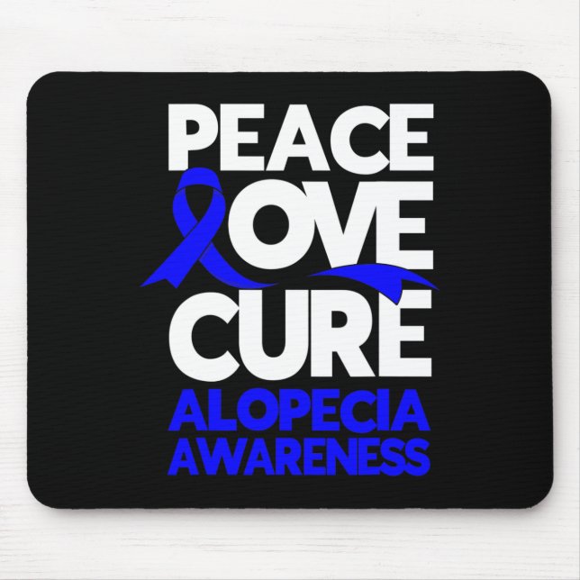 Mousepad Peace Love Cure Support Alopecia Sensibilização Fr (Frente)