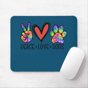 Mousepad Peace Love Dogs Paws Tie Dye Rainbow Animal Rescut