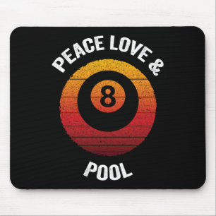 Mousepad Peace Love E Piscina Vintage Billiard 8 Ll Billiar