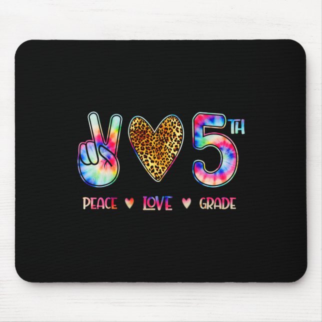 Mousepad Peace Love Fifth Grade Squad Back To School Gift  (Frente)