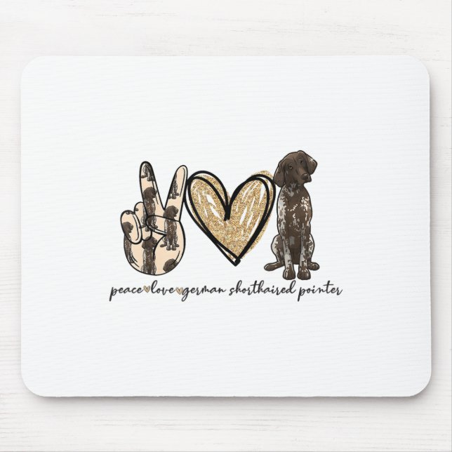 Mousepad Peace Love Gsp German Shorired Pointer Dog Love (Frente)