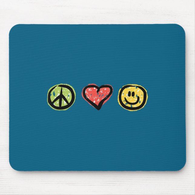 Mousepad Peace Love Hapness Insrational Hipe Gift  (Frente)