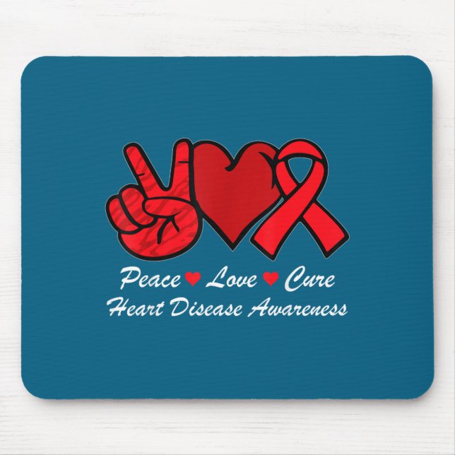 Mousepad Peace Love Heart Disease Awareness Chd Suprt Wear  (Frente)