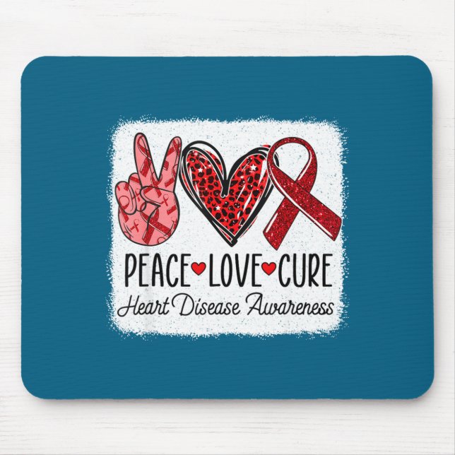 Mousepad Peace Love Heart Disease Awareness Chd Suprt Wear  (Frente)