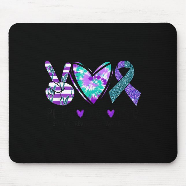 Mousepad Peace Love Hope Suicide Prevention Awareness Tie-d (Frente)