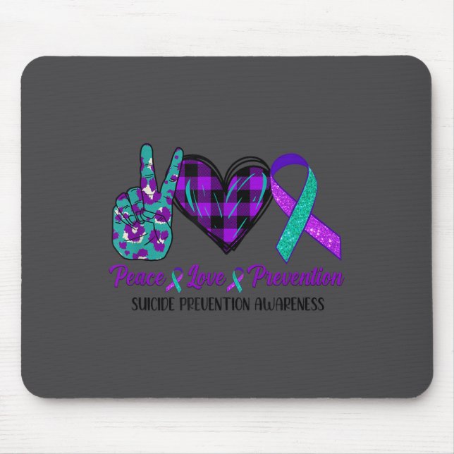 Mousepad Peace Love Life Suicide Awareness Womens Semi Colo (Frente)