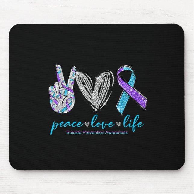 Mousepad Peace Love Life Suicide Prevention Awareness Heart (Frente)
