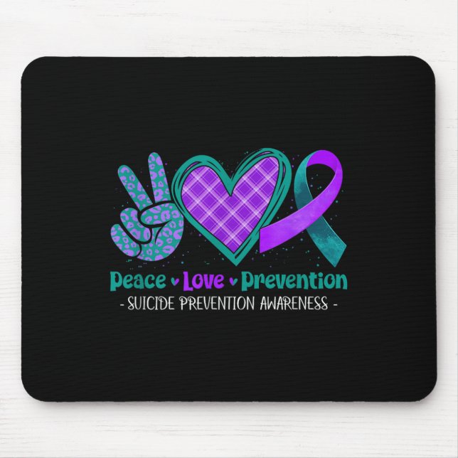 Mousepad Peace Love Life Suicide Prevention Awareness Purpl (Frente)