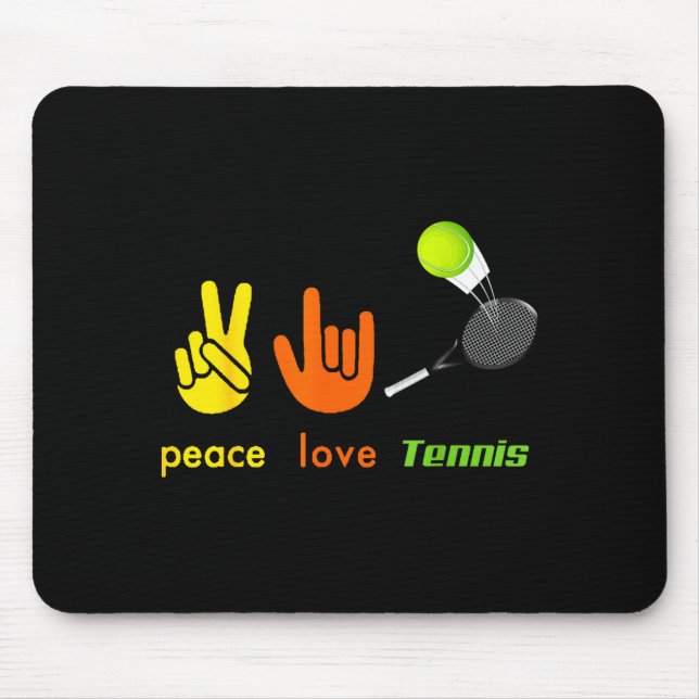 Mousepad Peace Love Tennis Funny Tennis Lovers Hand Sign De (Frente)