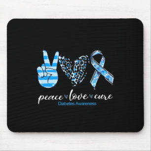 Mousepad Peace Love Type Diabetes Awarness Survivence Mês