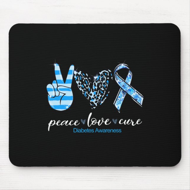 Mousepad Peace Love Type Diabetes Awarness Survivence Mês (Frente)