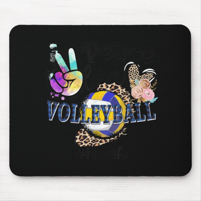 Mousepad Peace Love Voleibol Mimi Life Mãe Avó Leopar (Frente)