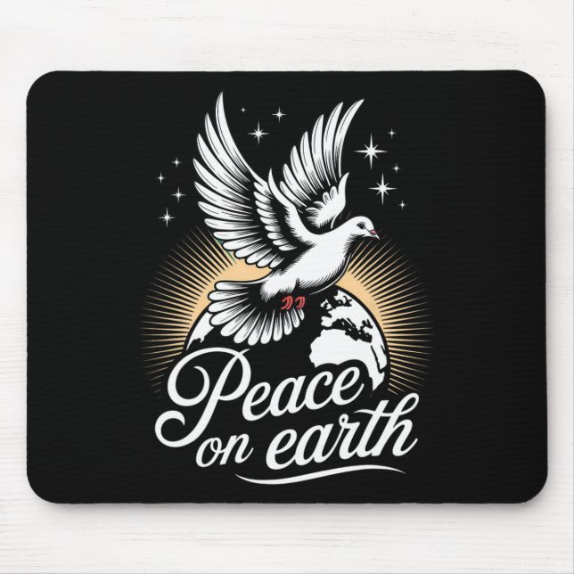 Mousepad Peace On Earth Dove And Globe Peaceful Christmas  (Frente)