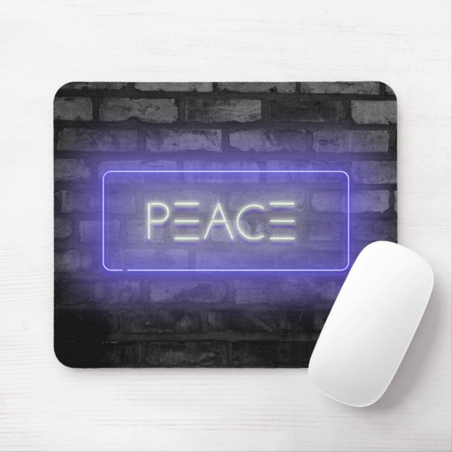 Mousepad PEACE - Pad do mouse Purple Neon Sign (Com mouse)