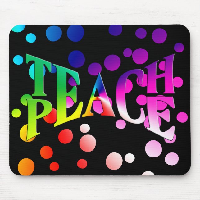 Mousepad PEACE PEACE Rainbow Graphic On Polka Pontos (Frente)