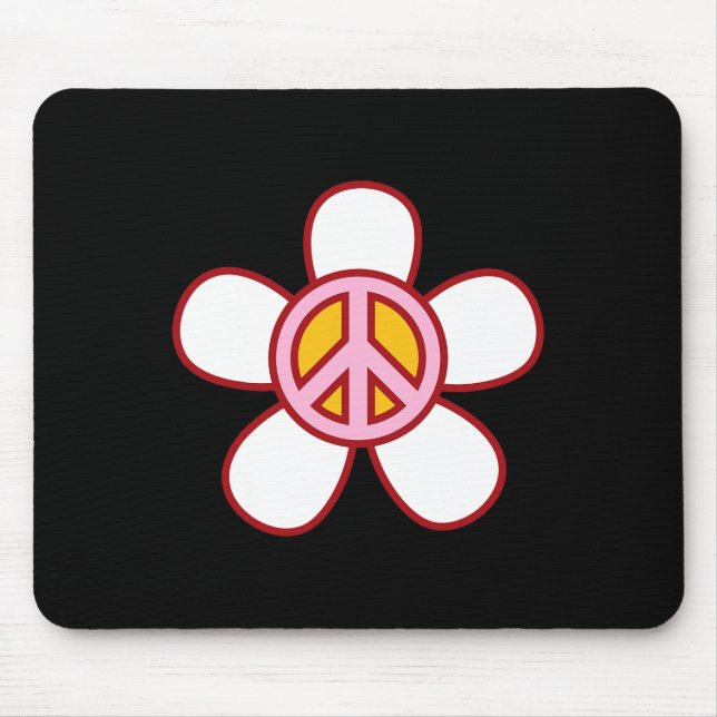 Mousepad PEACE SIGN LOVE 60s 70s Groovy Hippie Costume Hall (Frente)